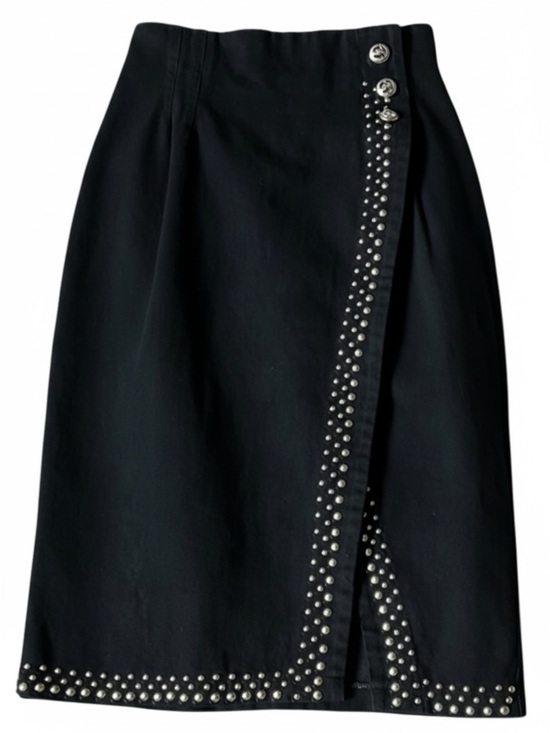 Apache Dresses & Skirts - Vintage Apache Studded Black Cotton Wrap Style Skirt Size L USA Made